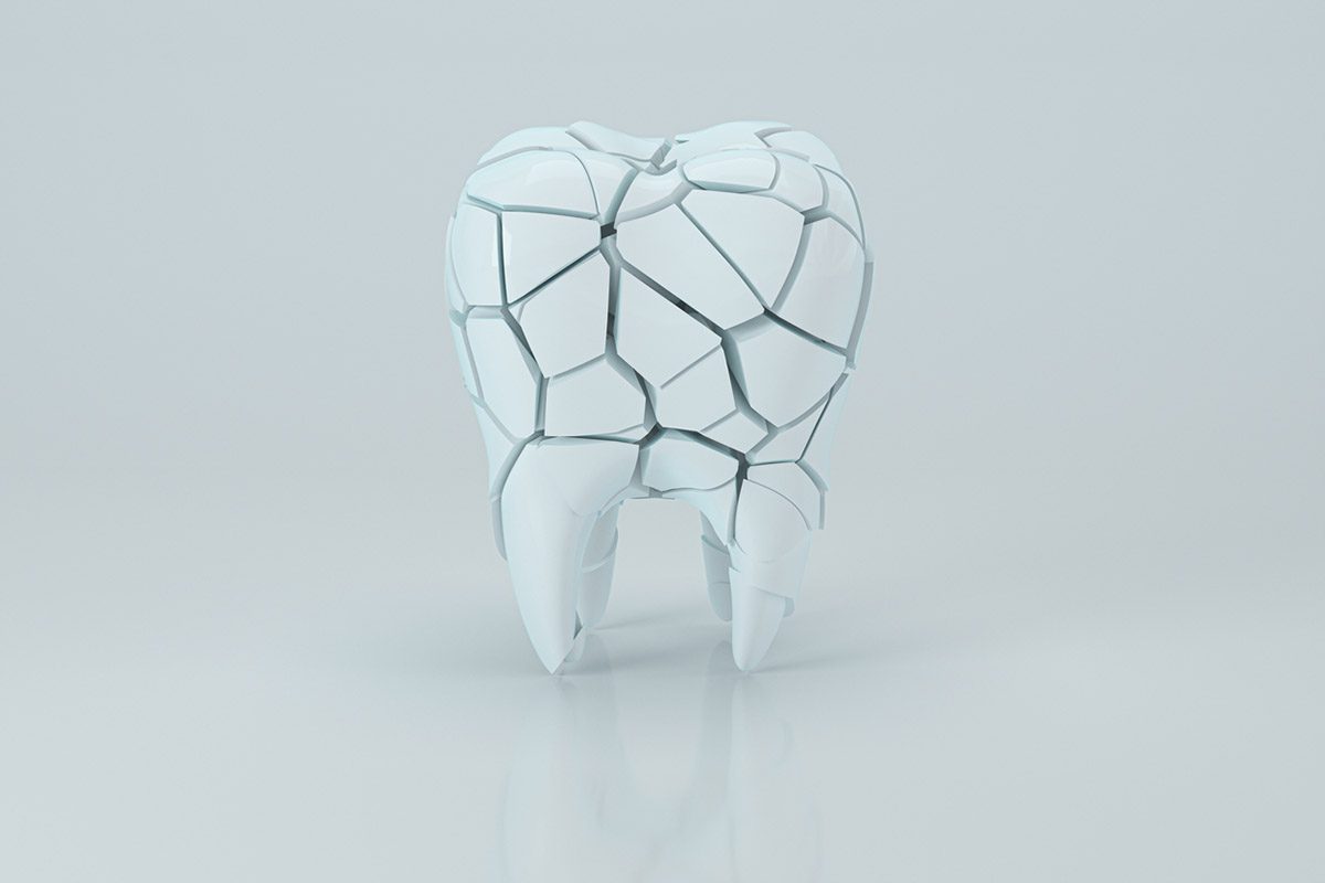 Crack tooth with white background