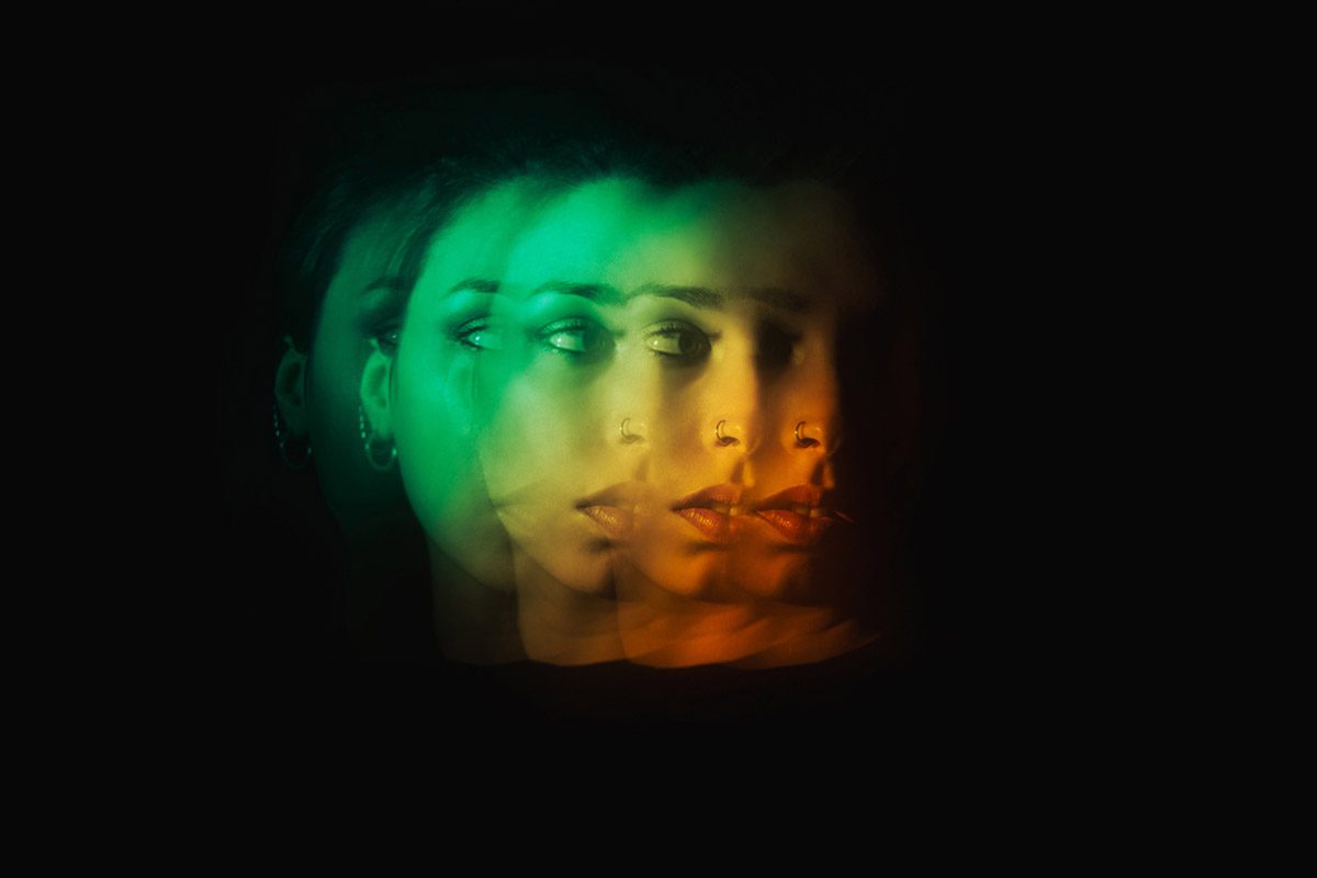 Portrait of woman multiple faces