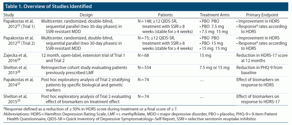 table 1 overview of studies identified