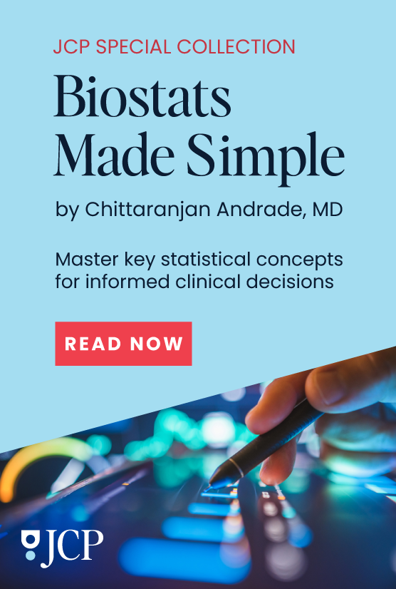 Promotional graphic shows Biostats Made Simple by Dr. Andrade, promoting mastering statistics for clinical decisions.