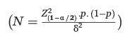 Formula for calculating sample size in statistical power analysis