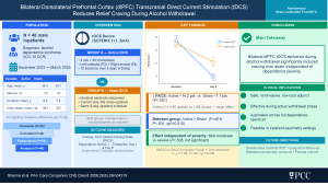 Infographic on efficacy of tDCS in reducing alcohol withdrawal cravings