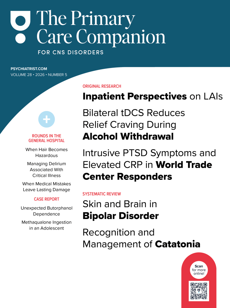 The Primary Care Companion cover featuring psychiatric research on CNS disorders